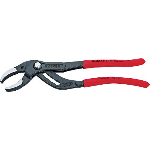 KNIPEX 81 01 250 Tenaza para tuberías y racores para sifones, tubos de plástico y conectores negro atramentado recubiertos de plástico antideslizante 250 mm