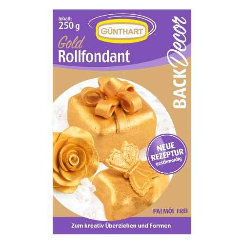 knusper. Casa Fina Roll Fondant/Fondant – Back Decor (11 colores/250 g – palmölfrei) Libre de Color a Elegir, Dorado, 250 Gramm