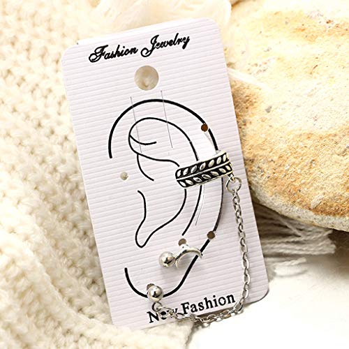 Kofun - Pendientes de plata envejecida para cartílago, pendientes de cadena colgante para mujer, 1 #