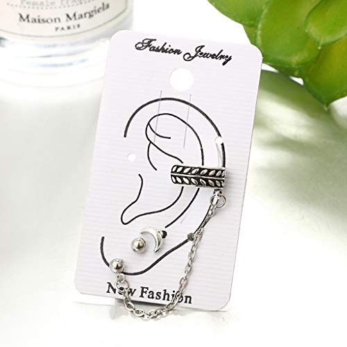 Kofun - Pendientes de plata envejecida para cartílago, pendientes de cadena colgante para mujer, 1 #
