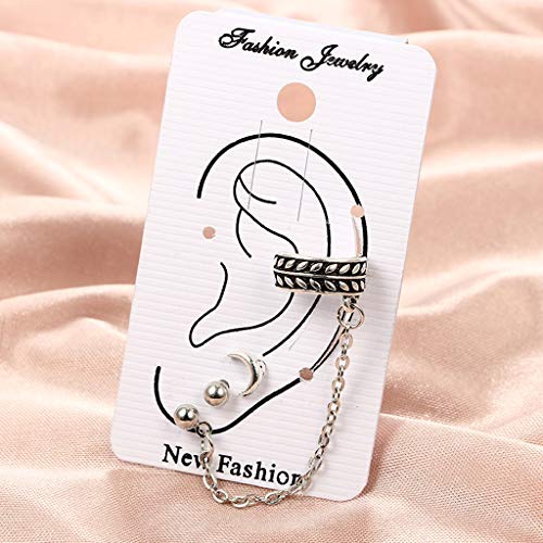 Kofun - Pendientes de plata envejecida para cartílago, pendientes de cadena colgante para mujer, 1 #