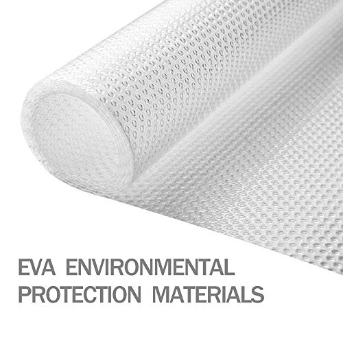 KONKY 3 Rollos EVA Protector Antideslizante Cocina, Estantes el gabinete Estera Cuttable, Impermeable Estera del refrigerador, Forro de cajón Reutilizable, 45 * 150cm, Gris
