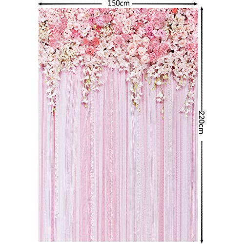 Konpon 150 x 220 cm seda rosa flores fondo fotografía de boda telón de fondo lavable. Estudios de fotografía recién nacidos Drop kp-270
