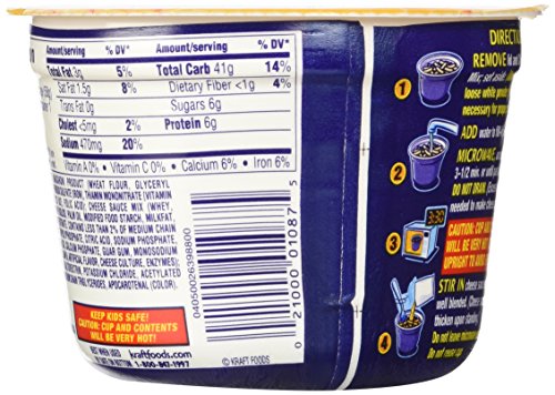 KRAFT Macaroni & Cheese Dinner Cup Easy Mac Original, 58 grams Cups (Pack of 12)