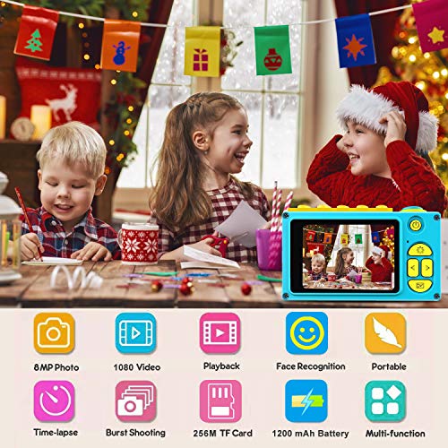 Kriogor Cámara de Fotos para Niños, Juguete Digital Cámara 4 Zoom Digital 2 Pulgadas 8MP 1080P Niño Niña Cumpleaños (Tarjeta TF Incluida)