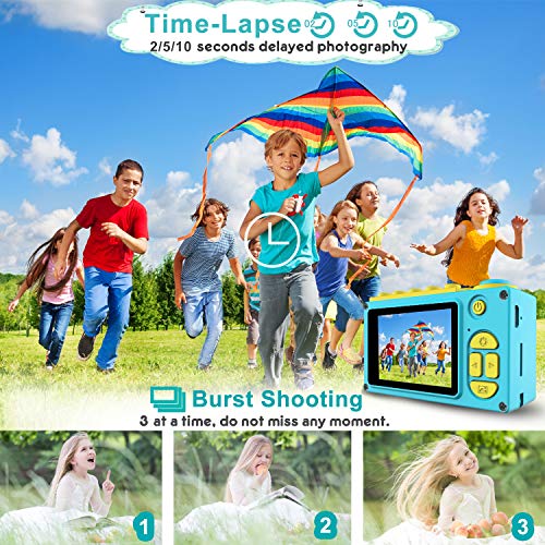 Kriogor Cámara de Fotos para Niños, Juguete Digital Cámara 4 Zoom Digital 2 Pulgadas 8MP 1080P Niño Niña Cumpleaños (Tarjeta TF Incluida)