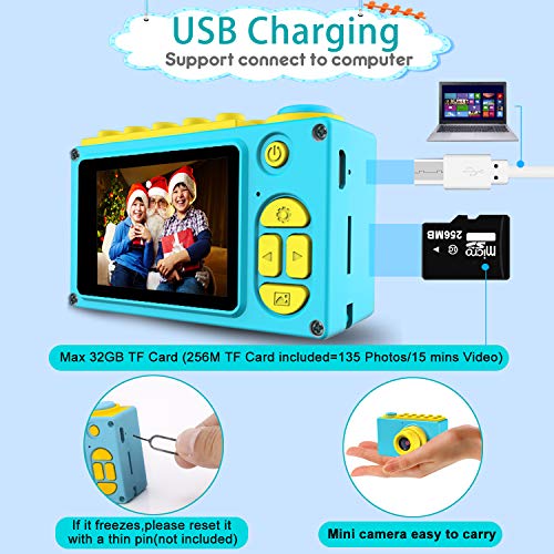 Kriogor Cámara de Fotos para Niños, Juguete Digital Cámara 4 Zoom Digital 2 Pulgadas 8MP 1080P Niño Niña Cumpleaños (Tarjeta TF Incluida)