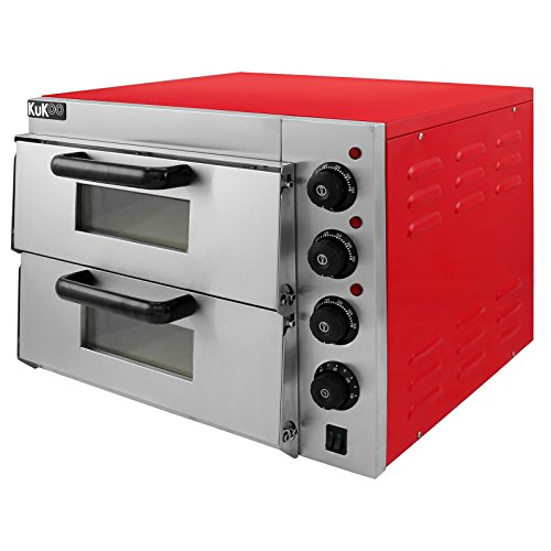 Kukoo - Horno de Pizza Eléctrico de 3KW Horno para Pizza con Cajón de Pizza Profesional Acero Inoxidable 350 ℃ Mini Horno de Sobremesa Un Solo Horno de Cocina Eléctrica 220V