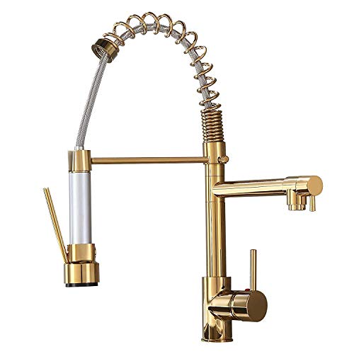 KunMai Monobloc - Grifo mezclador monomando para cocina, color dorado