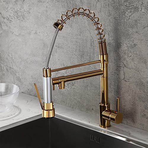 KunMai Monobloc - Grifo mezclador monomando para cocina, color dorado