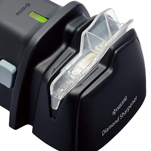 KYOCERA DS-38, Afilador Diamante para Cuchillos de Acero y cerámica, Alimentado por batería, Solo para Uso con la Mano Derecha, Negro