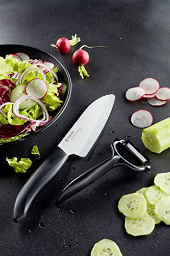 Kyocera Revolution - Juego de 2 cuchillos de cerámica (pelador y Santoku) blanco