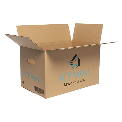 KYWAI. Pack 10 Cajas Carton Mudanza y Almacenaje 500x300x300. Grandes con asas. Ultraresistentes Caja carton alta calidad reforzado. Fabricadas ESPAÑA 100% ECO.