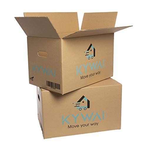 KYWAI. Pack 10 Cajas Carton Mudanza y Almacenaje 500x300x300. Grandes con asas. Ultraresistentes Caja carton alta calidad reforzado. Fabricadas ESPAÑA 100% ECO.