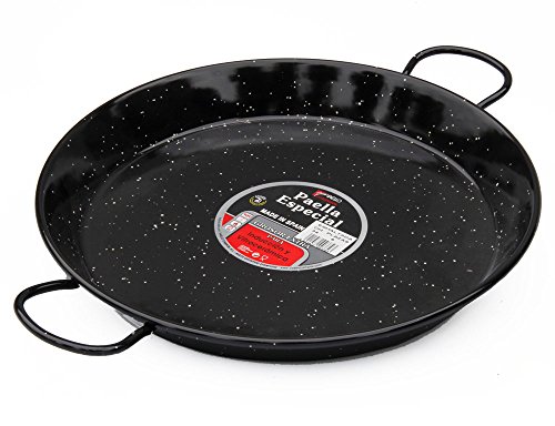 La Valenciana 36 cm Acero esmaltado para Cocina de inducción Paella de cerámica con Asas, Negro, 36.0 cm