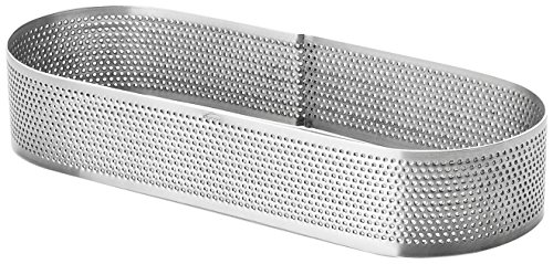LACOR Molde ARO Oval Perforado 7x20x2 CM, Acero Inoxidable, Gris, 20 cm