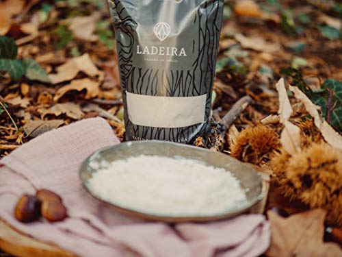 LADEIRA Harina de castaña amparada por la Marca de Garantia "Castaña del Bierzo" , sin gluten y sabor dulce. 515 g