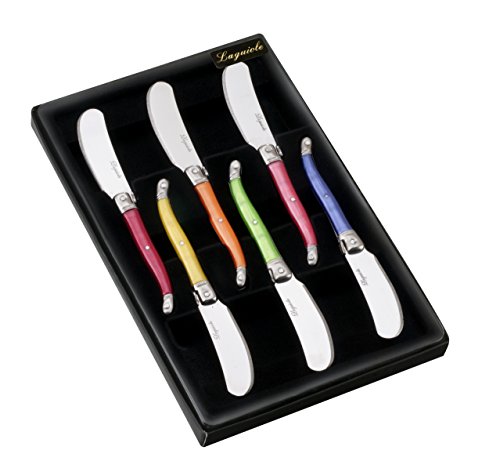 LAGUIOLE 7506P-6 - Juego de 6 Cuchillos de Mantequilla, Colores Pastel