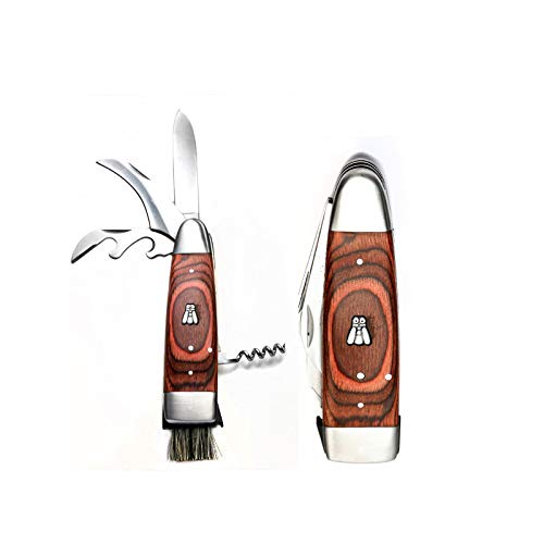 LAGUIOLE Cuchillo de champiñones con estuche de cuero, multiusos, 20cm