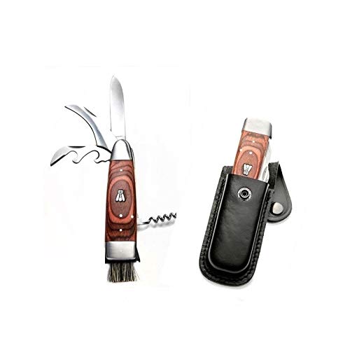 LAGUIOLE Cuchillo de champiñones con estuche de cuero, multiusos, 20cm
