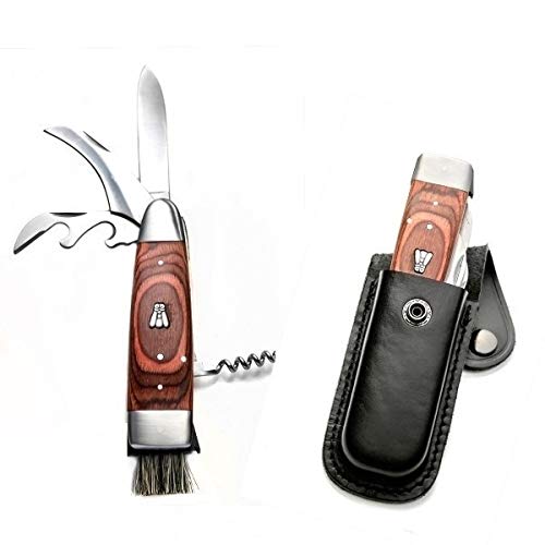 LAGUIOLE Cuchillo de champiñones con estuche de cuero, multiusos, 20cm