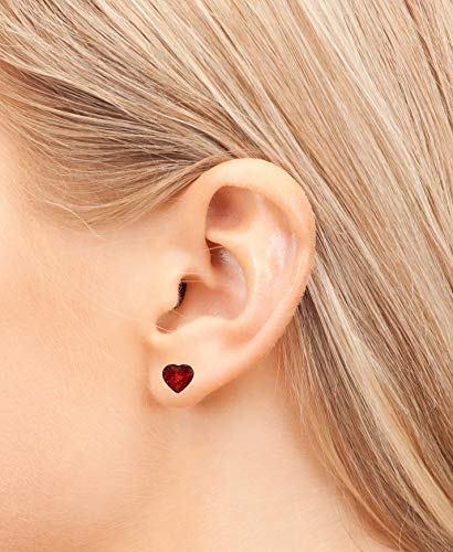 Laimons Pendientes para mujer Disco con forma de corazón Rojo Brillante Plata de ley 925