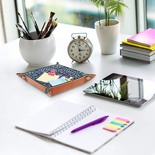 Laire Daniel - Bandeja plegable de piel sintética con diseño de mandala con motivos florales para guardar relojes y joyas
