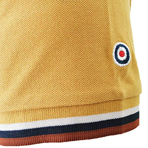 Lambretta - Polo para hombre con triple punta Marrón Galletas / blanco/ azul marino / especias árabes S