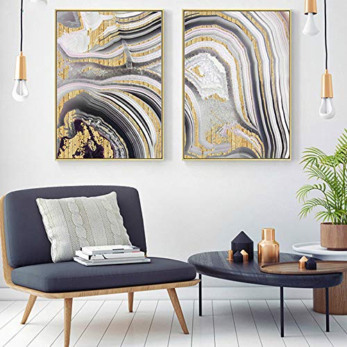 Lámina de oro Pintura al óleo Gris Cartel Pintura Lienzo Pintura al óleo Jardín de infantes Sala de estar Inicio Decoración de la pared 50x70cm
