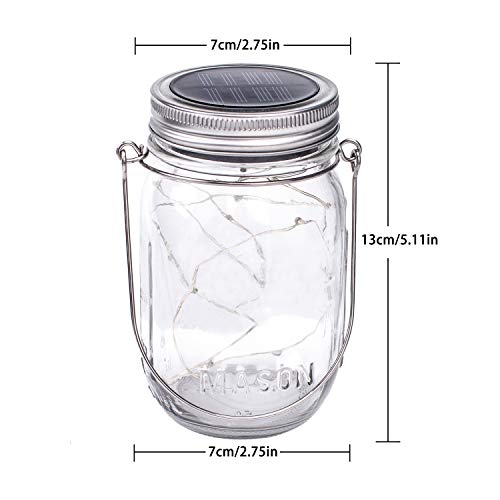 Lámpara de Decoración Solar - 4 Piezes Lámpara Solar Mason Jar Set Lámpara Ahorro de Energía e Impermeable para Jardín Interiores/Exteriores Festival y Decoración de Fiesta Bodas