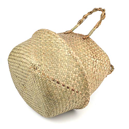 Lawei 2 Piezas Seagrass cesta de cesteria de mimbre plegable colgante maceta Cesta de Almacenamiento de Flor Cesta de Lavandería Plegable Trenzada Suciedad - S