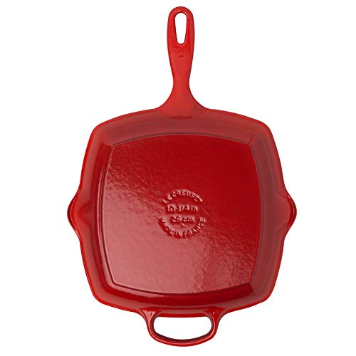 Le Creuset Parrilla de hierro fundido, Cuadrada, 26 cm, Apto para todas las fuentes de calor, incluso inducción, Cereza