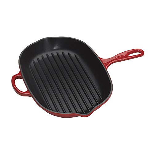 Le Creuset Parrilla de hierro fundido, Ovalada, diametro 32 cm, Apto para todas las fuentes de calor, incluso inducción, Cereza