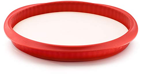 Lékué Duo Quiche Molde Desmontable, Cerámica y Silicona, Rojo, 28 cm