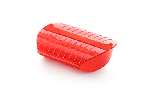 Lékué - Estuche de vapor con bandeja, 3-4 personas, Capacidad: 1400 ml, color rojo
