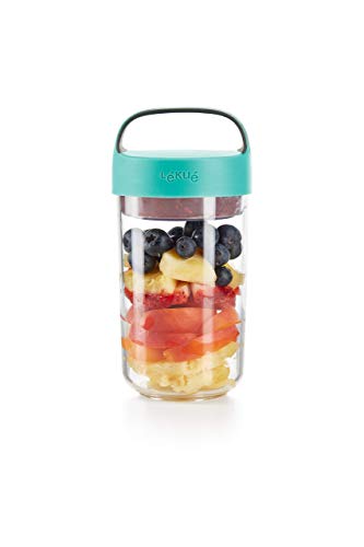 Lékué - Recipiente hermético para transportar alimentos, 600 ml, Plástico, Turquesa