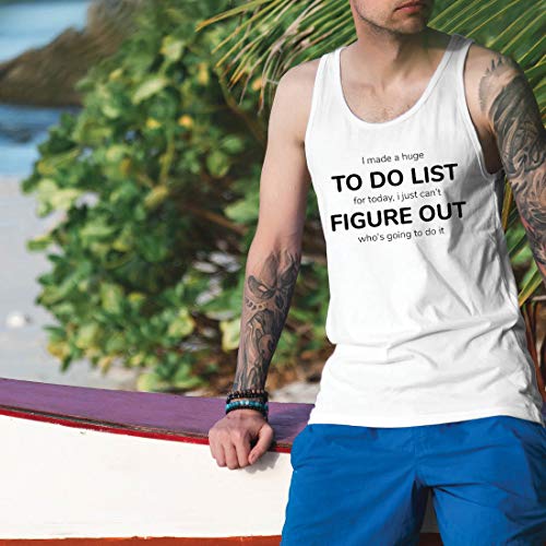 lepni.me Camisetas de Tirantes para Hombre Hecho una Lista de Cosas Que Hacer, un Regalo Divertido con Diciendo (Large Blanco Multicolor)