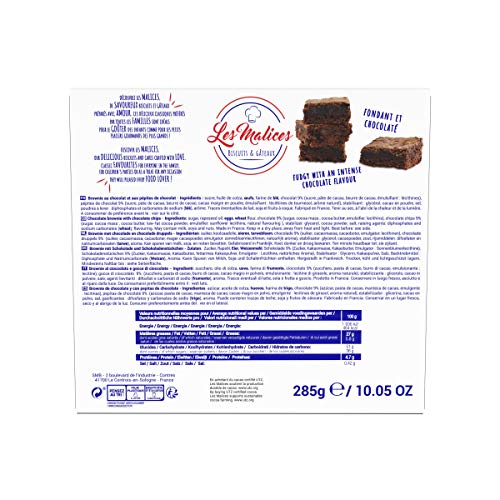 Les Malices - Choco Brownie 8 pastelles x 285 gr tamaño de la familia - hecho en Francia
