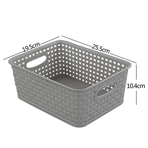 Lesbye 6 Paquetes Cesta de Almacenaje, Cesta Plastico Mimbre Pequeña, Gris Y Blanco Cestas Cestos Plastico