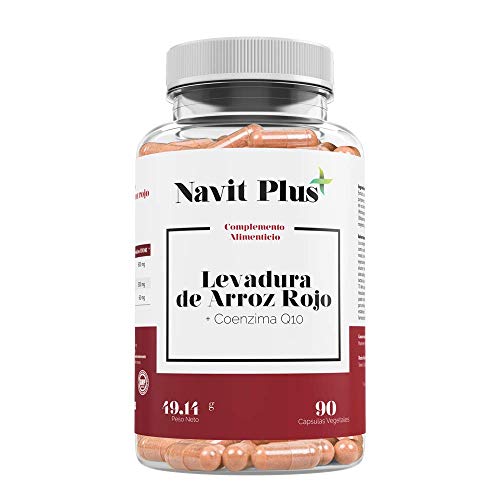 Levadura de arroz rojo alta concentración + 30mg de Coenzima Q10 por cápsula | 90 cápsulas vegetales | Regula el Colesterol | Antioxidante natural | Fab Esp | VEGANO.