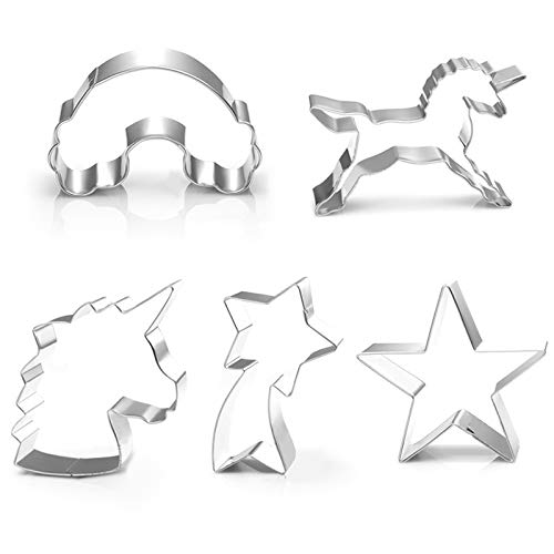 Lezed Cortadores de Galletas de Unicornio Moldes de Corte para Galletas de Unicornio Juego de Cortadores de Galletas Unicornio Herramienta de decoración de pasteles de fondant Acero Inoxidable 10PCS