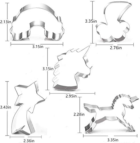 Lezed Cortadores de Galletas de Unicornio Moldes de Corte para Galletas de Unicornio Juego de Cortadores de Galletas Unicornio Herramienta de decoración de pasteles de fondant Acero Inoxidable 10PCS