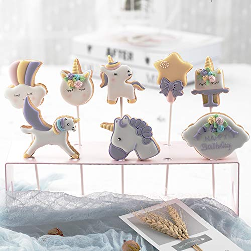 Lezed Cortadores de Galletas de Unicornio Moldes de Corte para Galletas de Unicornio Juego de Cortadores de Galletas Unicornio Herramienta de decoración de pasteles de fondant Acero Inoxidable 10PCS