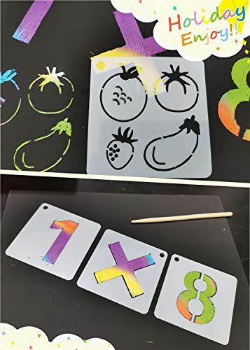Lezed Plantillas de Alfabeto de Plástico Plantillas de Letras Manualidades para Pintar Paredes Stencil Plantillas con Números y Letras para el Aprendizaje, Pintura, Scrapbooking DIY 78 piezas 8 x 8 cm