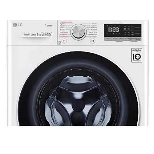 LG F4WV509S0 - Lavadora Inteligente 9 kg con tecnología AI Direct Drive (1400 RPM, Eficiencia Energética A+++ -40%, lavado con vapor LG Steam+, Smart ThinQ con Smart Diagnosis) color blanco
