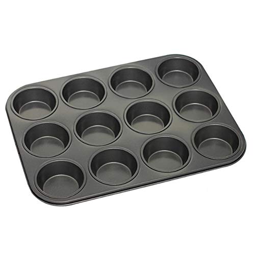 Lhbfcy Acero Carbono Molde para Magdalenas y Muffins Profesional Antiadherente Muffins Molde Metálico Magdalenas Bandejas para Hornear Accesorios Adecuado para Muffins, Cupcake, Brownie y Budín