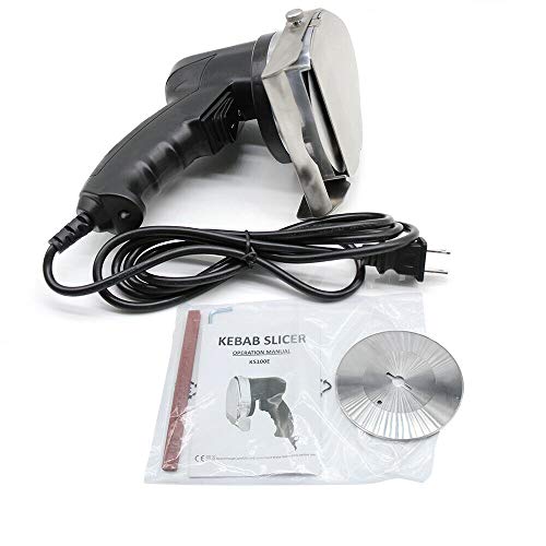 LianDu Cortadora Eléctrica de Kebab, 80W Cuchilla Redonda Cortadora de Kebab Cortadora de Carne Eléctrica Kebab Cuchillo Eléctrico de Kebab para Cordero, Cerdo y Pollo