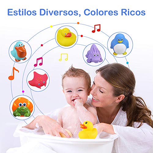 Lictin Juguetes de Baño para Bebé Niños - 15PCS Juguetes de Natación del Flotante, Seguro sin BPA, Animales Marinos Coloridos para Bebés Baño Piscina Playa