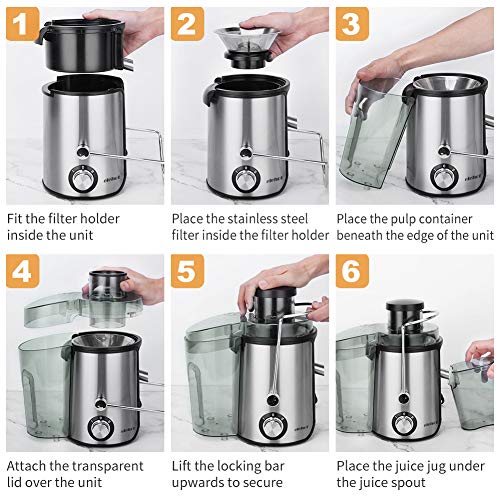 Licuadoras Para Frutas y Verduras Extractor de Zumos 600W Con Dos Velocidades ELEHOT