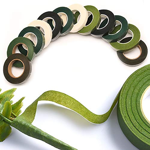 Lifreer - Cinta para floristería, 12 rollos de cintas de alambre floristería, herramienta para arreglo floral para ramo de flores (6 colores)